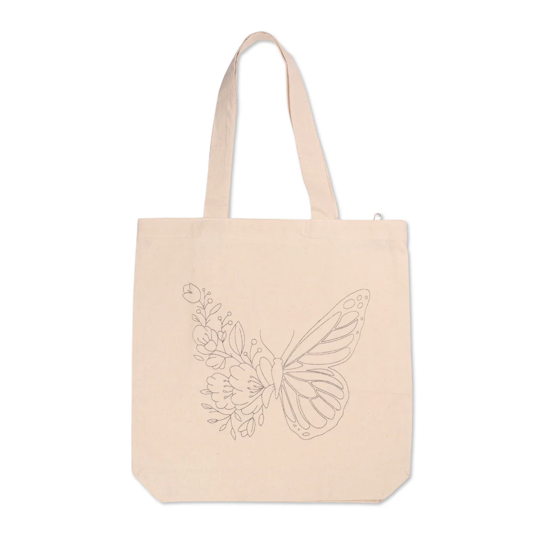 DIY canvas tote bag with butterfly print