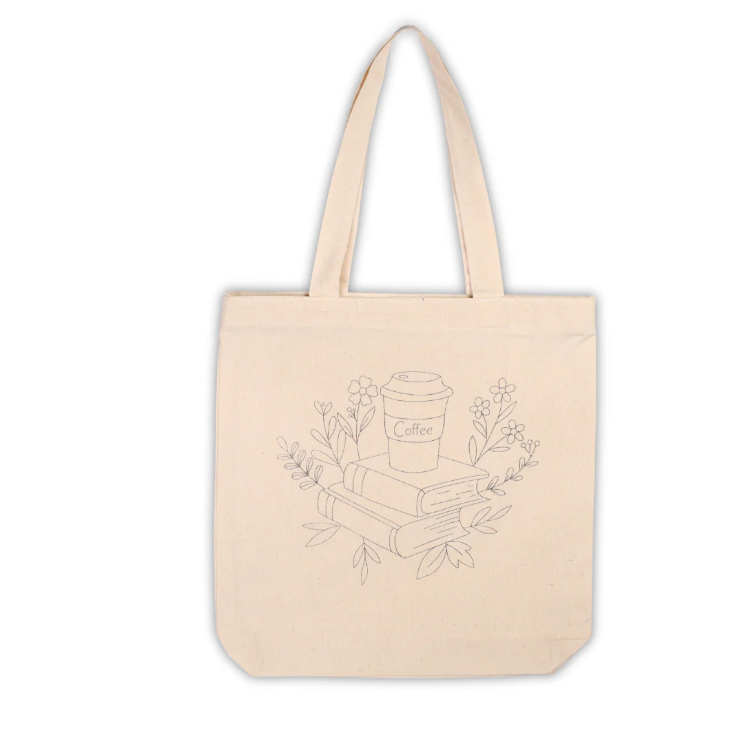 DIY canvas tote bag with coffee print